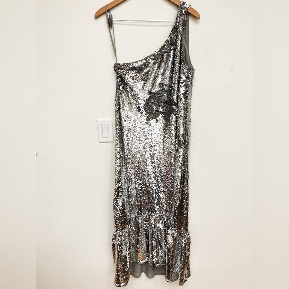 Anthropologie Silver Sequin Maxi Dress - Picture 3 of 8